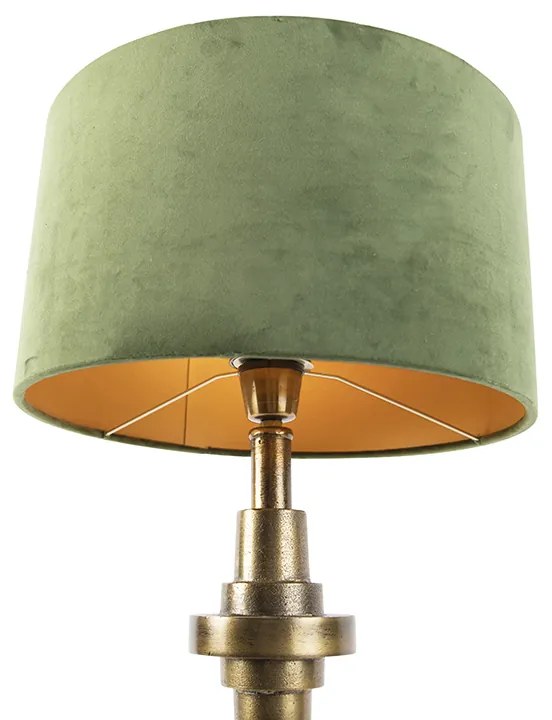Candeeiro de mesa Art Déco com abajur de veludo verde 35 cm - Diverso Art Deco