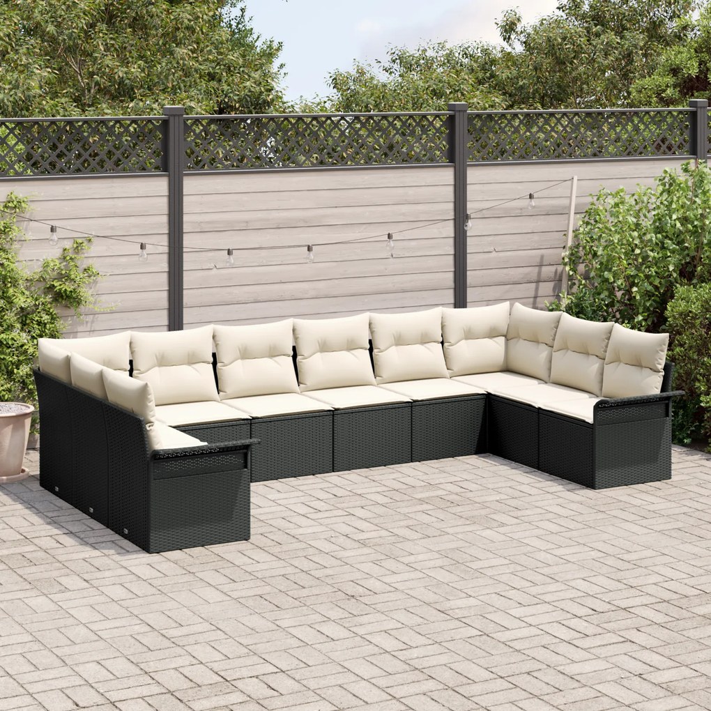Conjunto de Sofá de Jardim vidaXL com 10 Peças e Almofadas de Rattan P