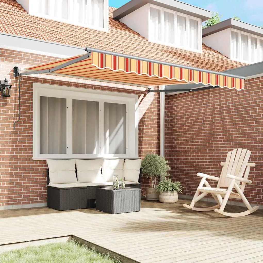 Toldo Retrátil Automático Amarelo e Laranja 300 x 250 cm
