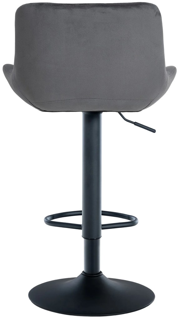 Conjunto de 2 bancos de bar Tover em veludo com estrutura preta 48 x 81-105 x 54 cm Cinzento escuro