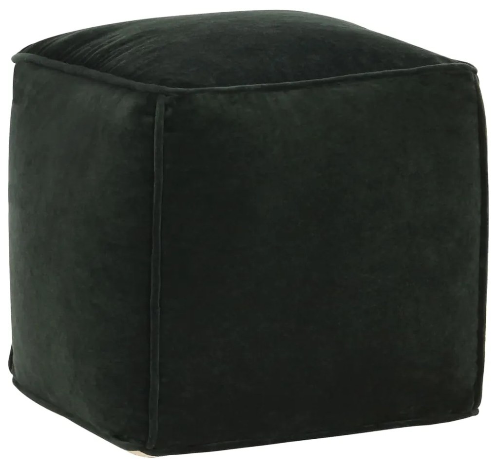 vidaXL Pufe em veludo de algodão 40x40x40 cm verde floresta