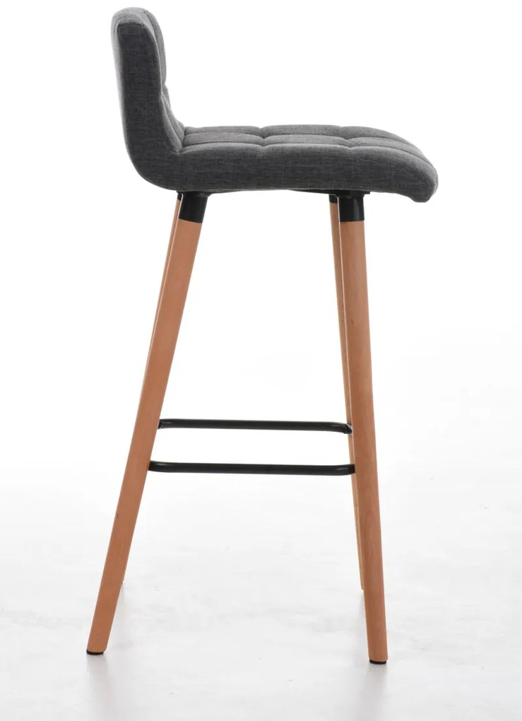 Conjunto de 2 bancos de bar Lincoln em tecido e com estrutura em Cor Natural 42 x 94 x 49 cm Cinzento
