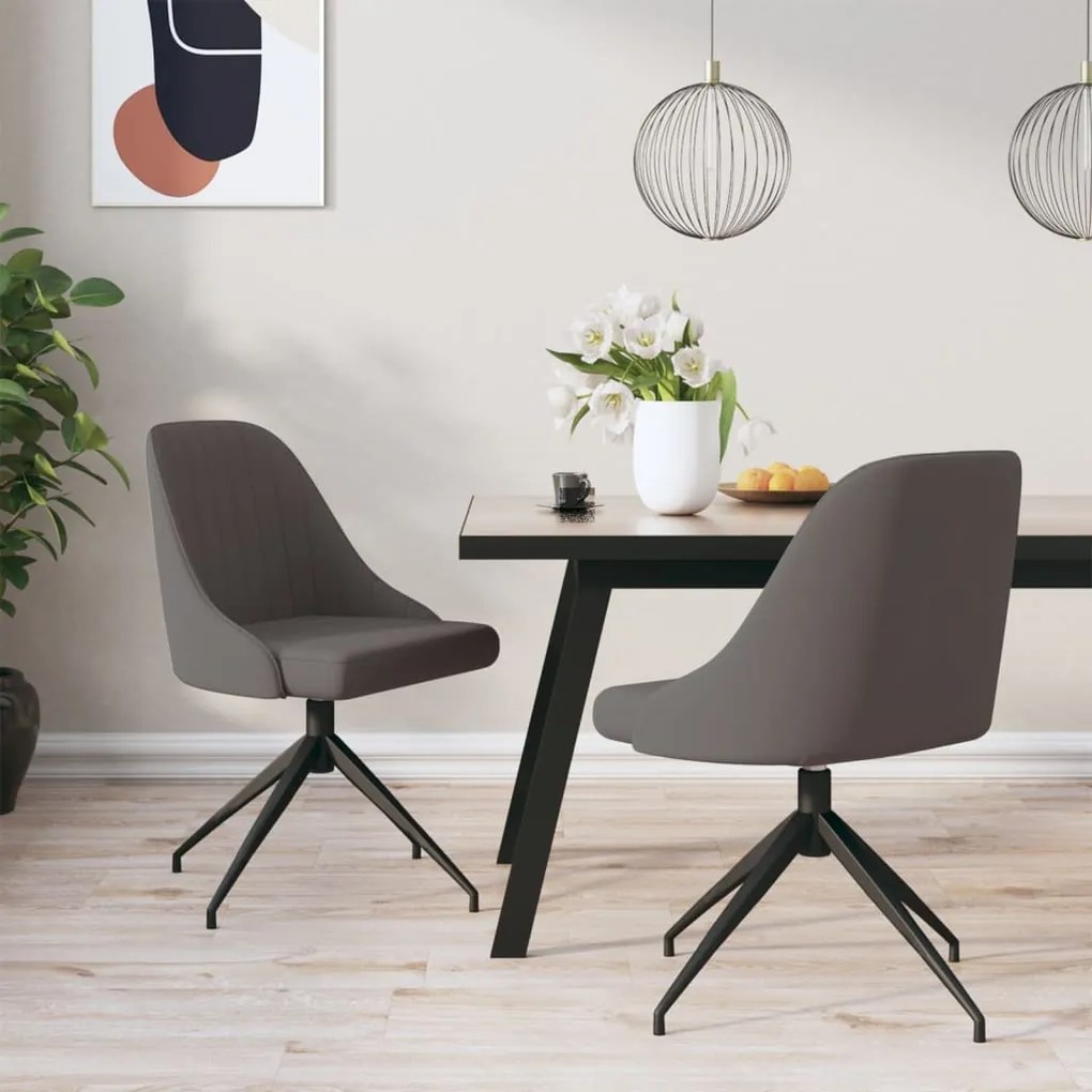 vidaXL Cadeiras de jantar 2 pcs veludo cinzento-escuro
