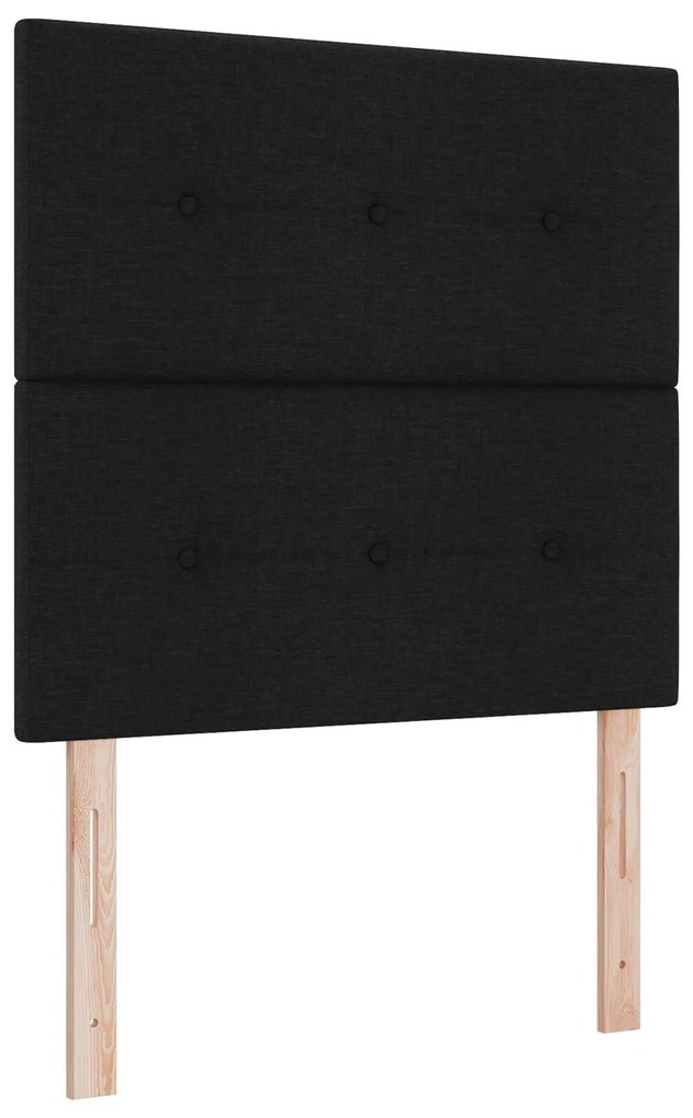 Cama Box Spring com Colchão e Banco Preto 90x190 cm Tecido