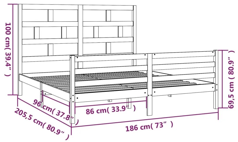 Estrutura de cama super king pinho maciço 180x200 cm branco