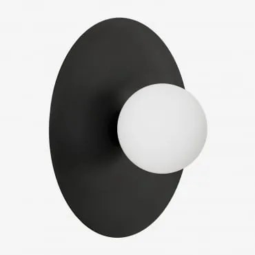 Aplique De Parede Em Ferro E Vidro Anine Preto & Ø30 Cm - Sklum