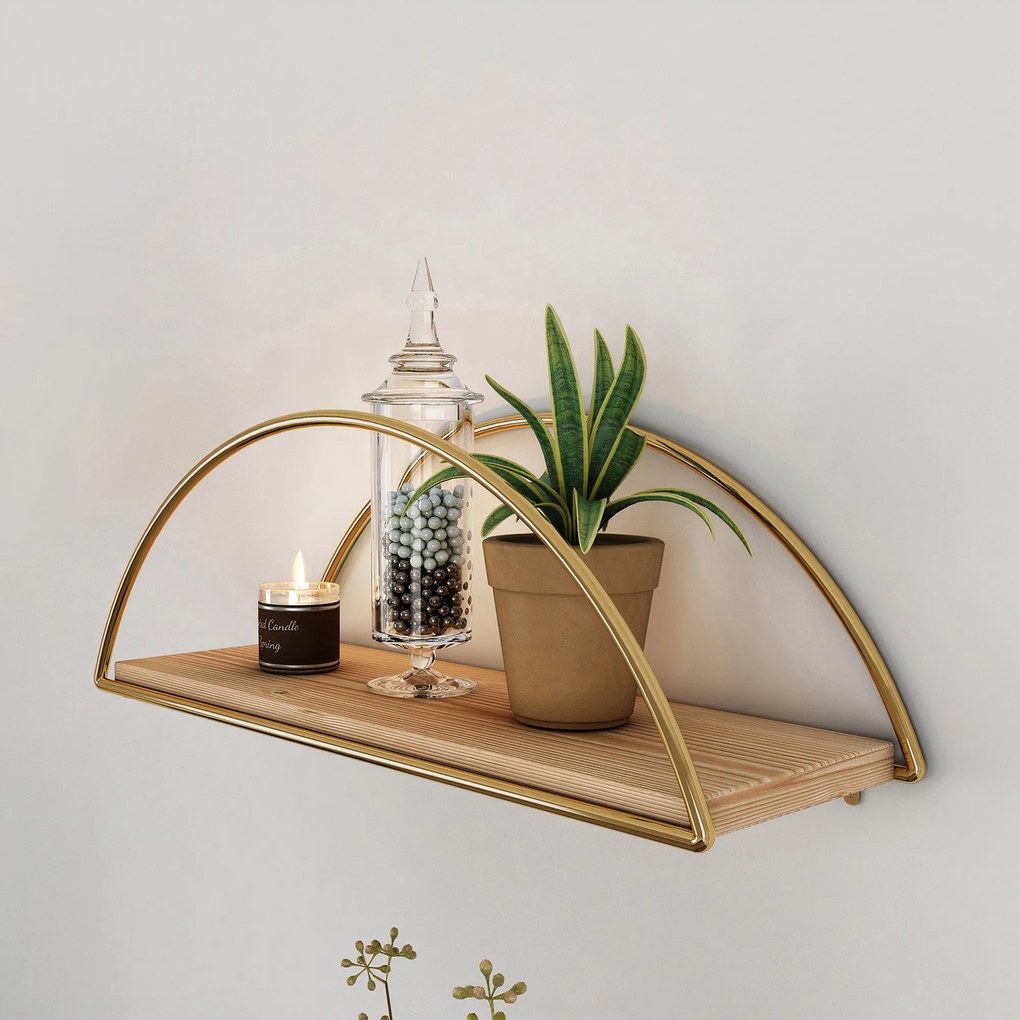 Prateleira Dekoratif Duvar Rafı 2 – Dourado Castanho – 41x17x16 cm | T