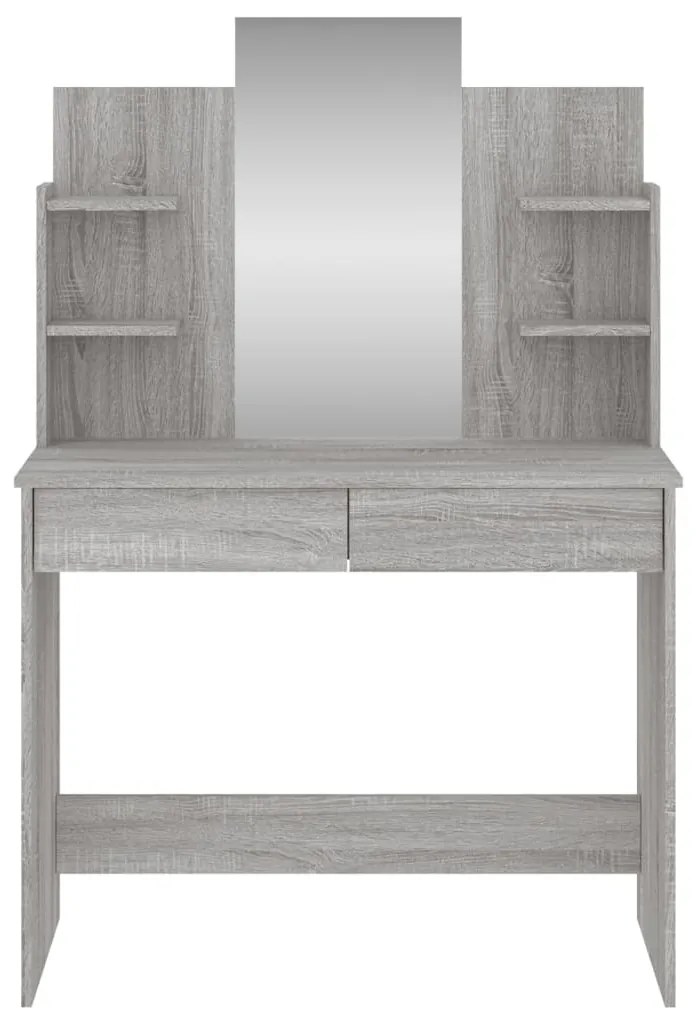 Toucador com espelho 96x39x142 cm cor cinzento sonoma