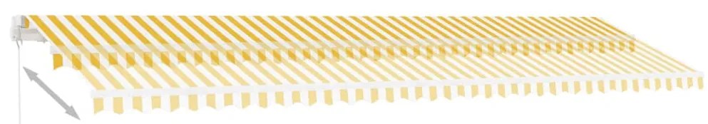 Toldo retrátil manual com LED 600x350 cm amarelo e branco