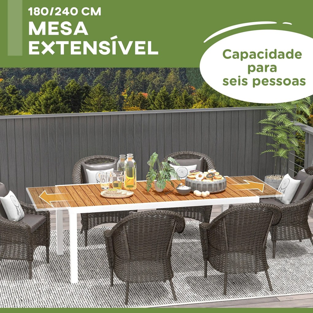 Mesa de Jardim Extensível Mesa de Jantar Exterior Mesa de Terraço Reta