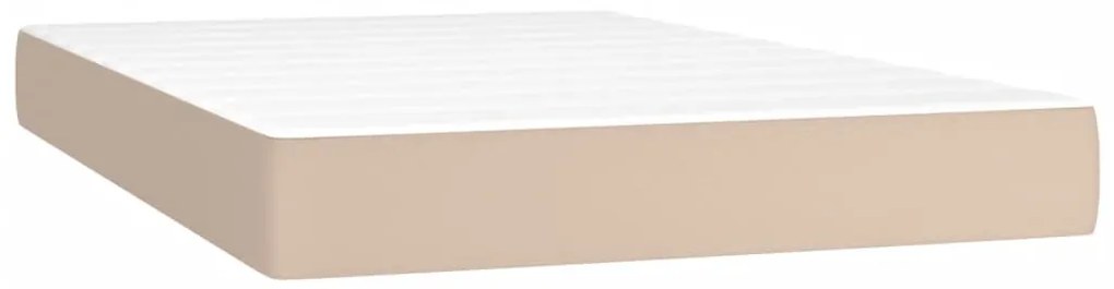 Cama box spring c/colchão/LED 120x200cm couro artif. cappuccino