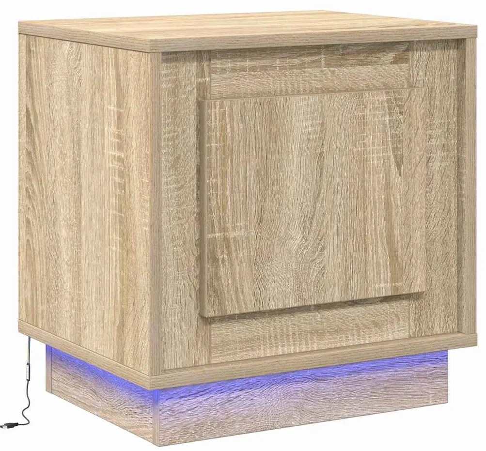 Criados-mudos com Luzes LED 2 pcs Carvalho Sonoma 44x34,5x45 cm