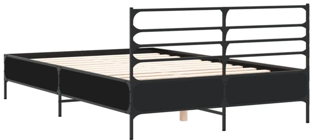 Estrutura de cama 135x190 cm derivados de madeira/metal preto