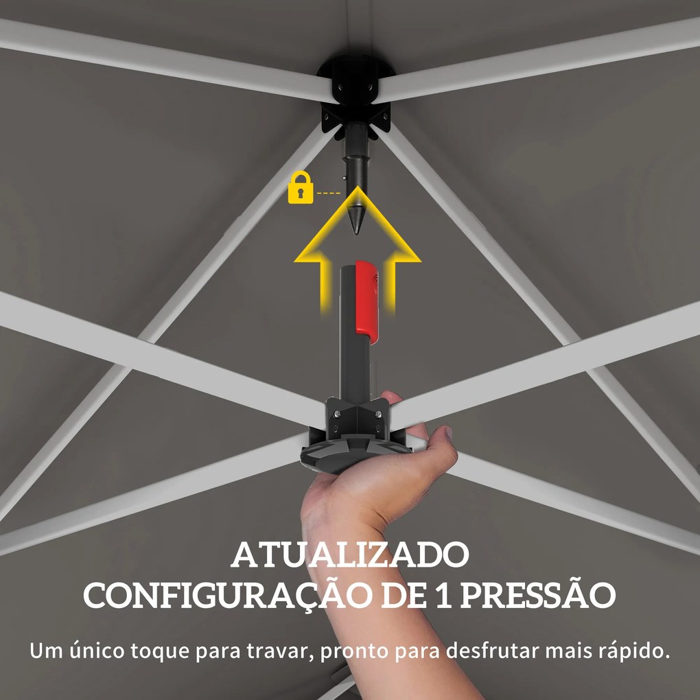 Tenda Dobrável 2,4x2,4 m Pop-up UPF50+ Bloqueio Central Altura Ajustável Bolsa de Transporte Sacos de Areia Bege