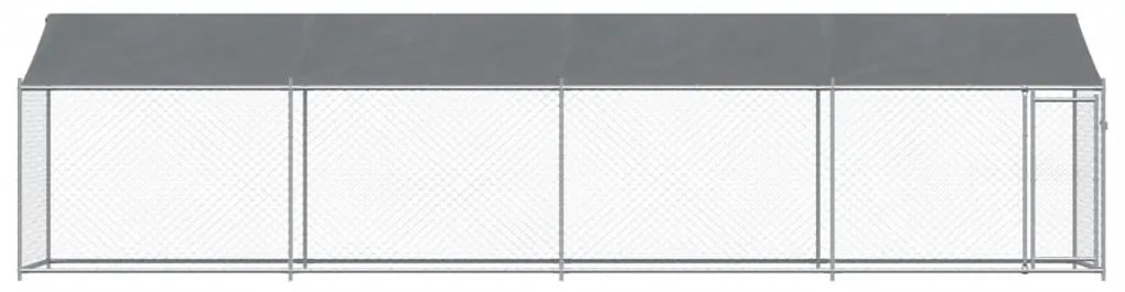 Jaula para cão com telhado/porta 8x2x2 m aço galvanizado cinza