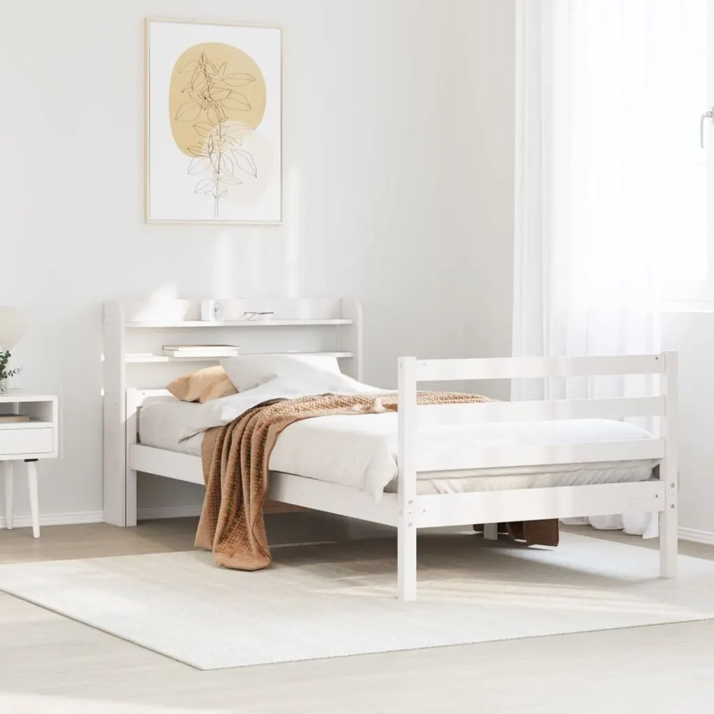 vidaXL Estrutura de cama c/ cabeceira sem colchão 90x200 cm branco