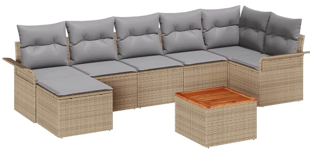 Conjunto de Sofá de Jardim com 8 Peças e Almofadas Bege em Rattan Sint