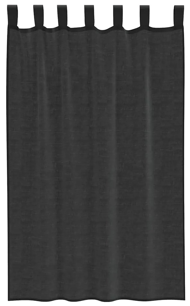 Cortinas de voile com aba 2 pcs preto