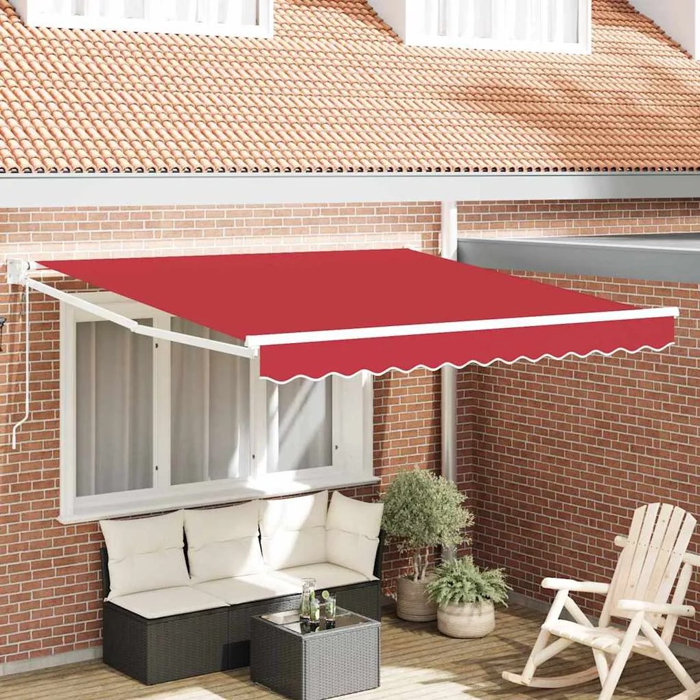 vidaXL Toldo Retrátil Vermelho 350 x 250 cm Poliéster e Alumínio