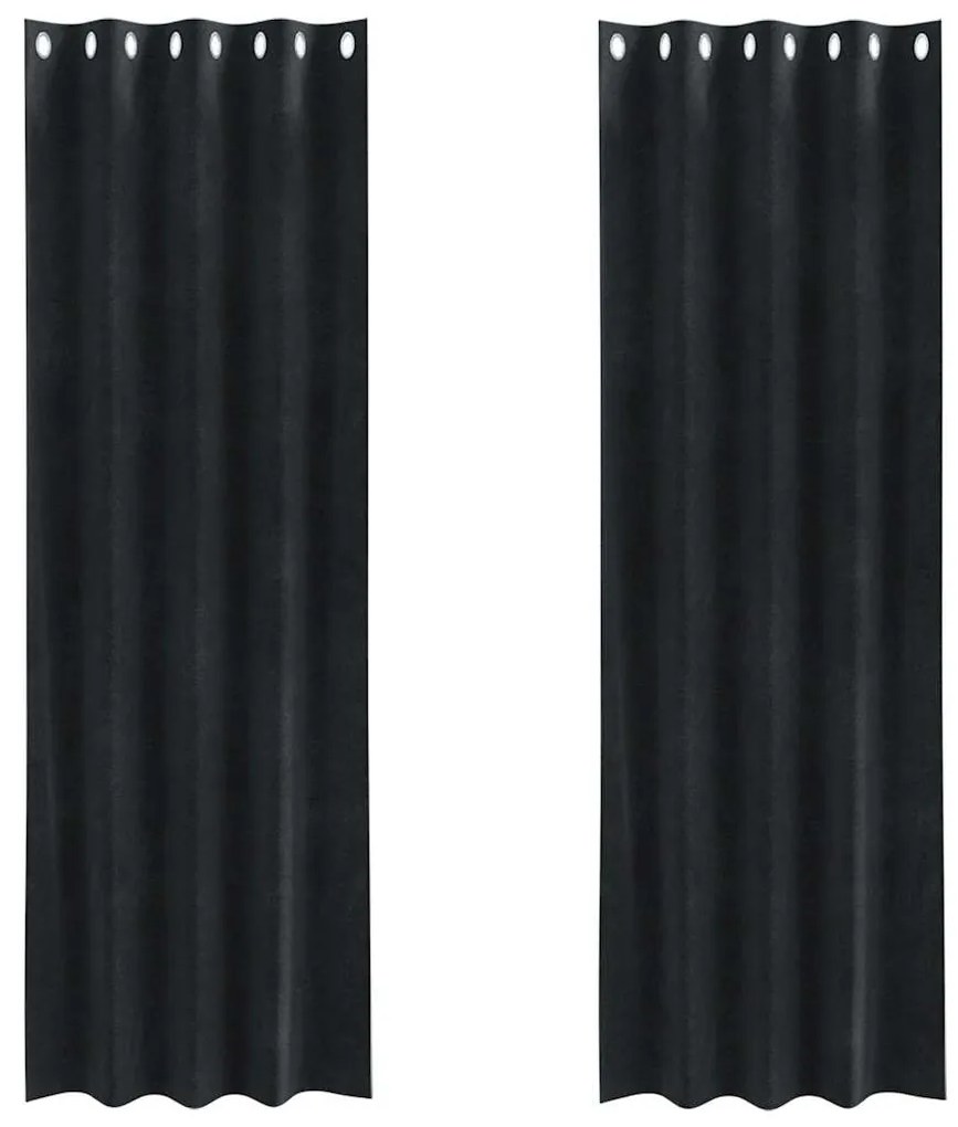 Cortinas Blackout vidaXL com Ilhós 2 pcs Veludo Preto