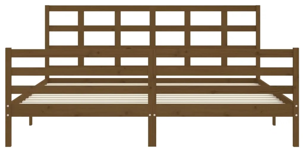 Estrutura cama c/ cabeceira 200x200cm maciço castanho-mel