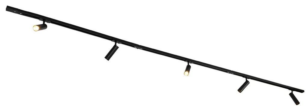 Sistema ferroviário moderno com 5 focos pretos monofásicos 3,5cm - Iconic Jeana Luxe Moderno