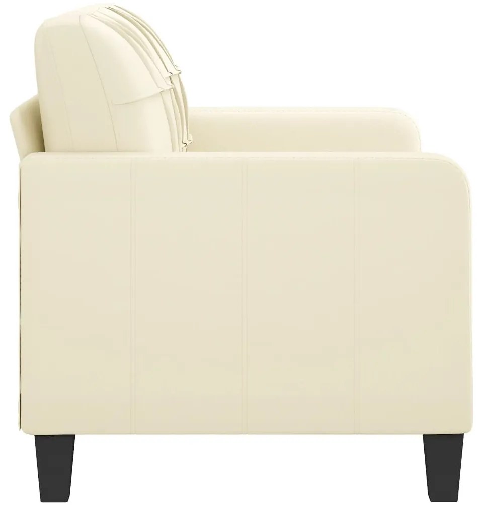 Sofá de 2 lugares 120 cm couro artificial cor creme