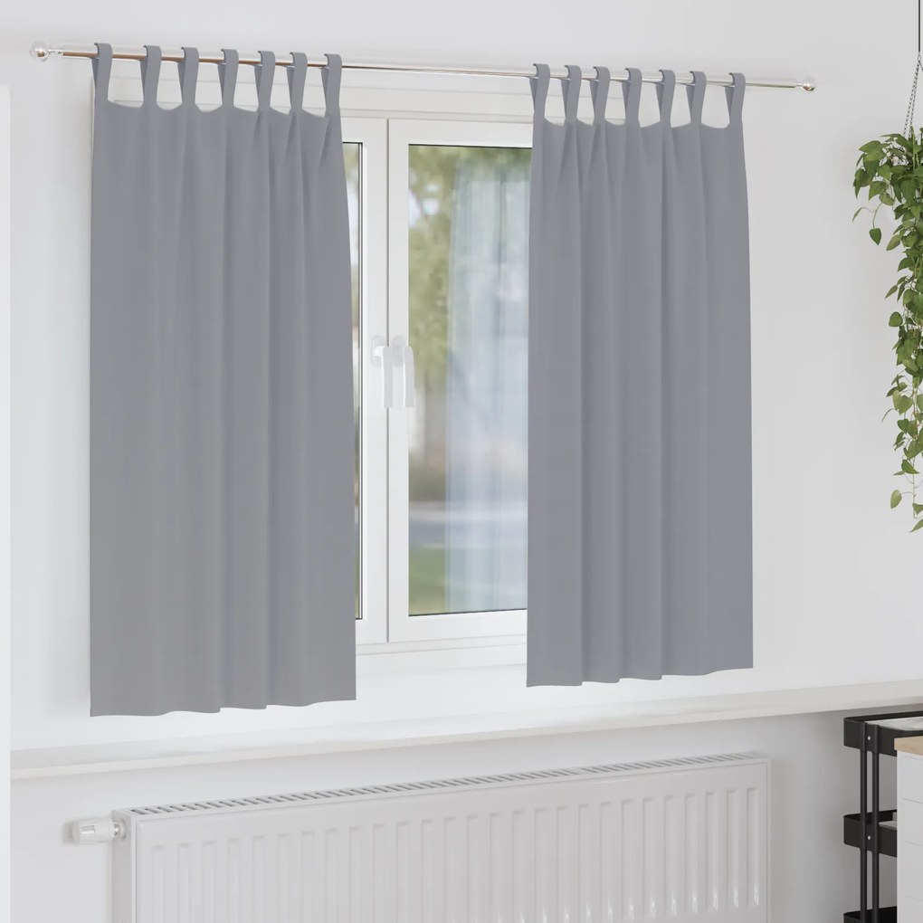 vidaXL Cortinas opacas 2 pcs Cinzento-claro 175 x 140 cm Poliéster