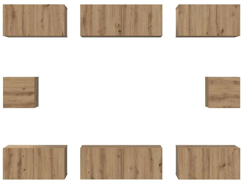 Conjunto de Estantes para TV 8 pcs carvalho artisiano
