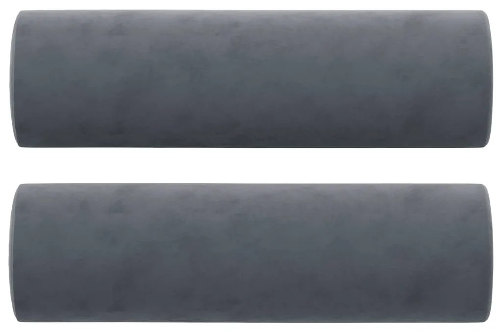 Sofá 3 lug. c/ almofadas decorativas 180 cm veludo cinza-escuro