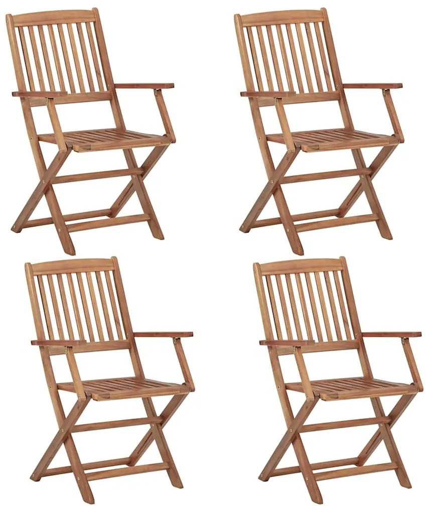 Cadeiras de jardim dobráveis c/ almofadões 4 pcs acácia maciça