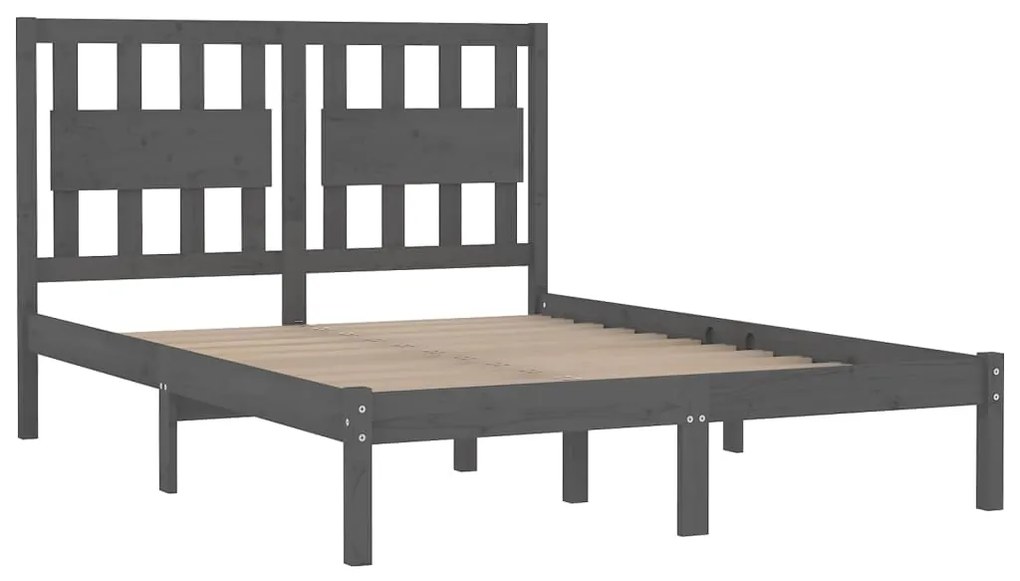 Estrutura de cama 200x200 cm pinho maciço cinzento
