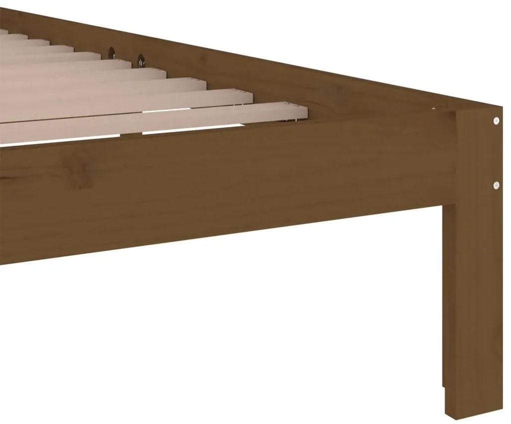 Estrutura de cama 200x200 cm madeira maciça castanho mel