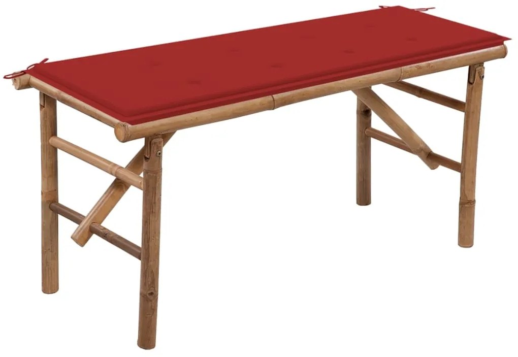vidaXL Banco de jardim dobrável com almofadão 118 cm bambu