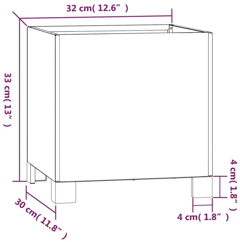 Vaso/floreira com pernas 32x30x33 cm aço corten cor enferrujado