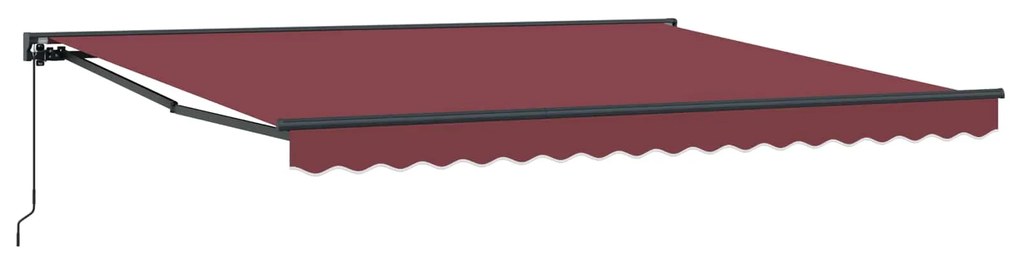 vidaXL Toldo Retrátil Manual Borgonha 400 × 300 cm Poliéster e Metal