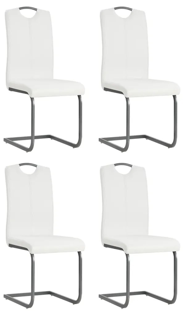 vidaXL Cadeiras de jantar cantilever 4 pcs couro artificial branco