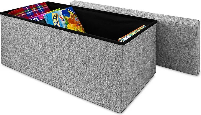 Banco dobrável com espaço de arrumação em MDF 80 x 40 x 40 cm Cinzento
