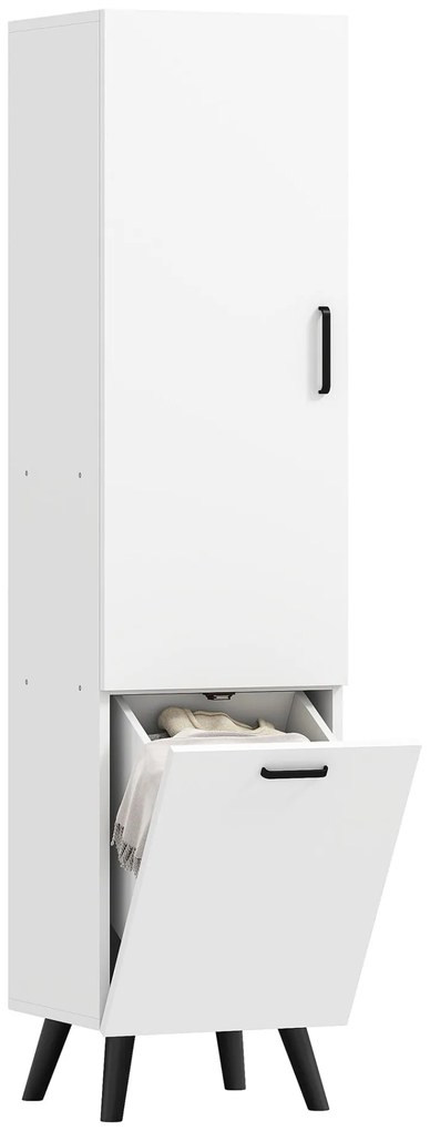 HOMCOM Coluna Casa de Banho Armário Alto Casa de Banho Estreito com 2 Portas e Prateleiras Móvel para Sala de Estar Cozinha 35x31,5x144 cm Branco