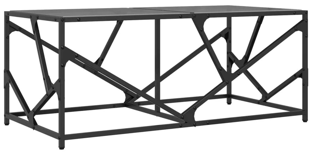 Mesa de centro com topo em vidro preto 98,5x50x41 cm aço