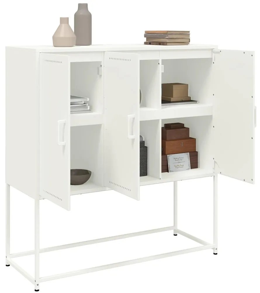 Aparador alto 100,5x39x107 cm aço branco