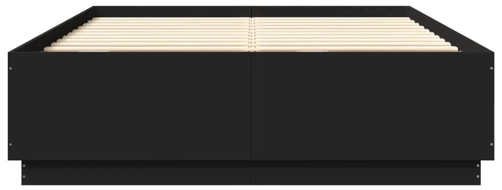 Estrutura cama c/ luzes LED 140x200 cm derivados madeira preto