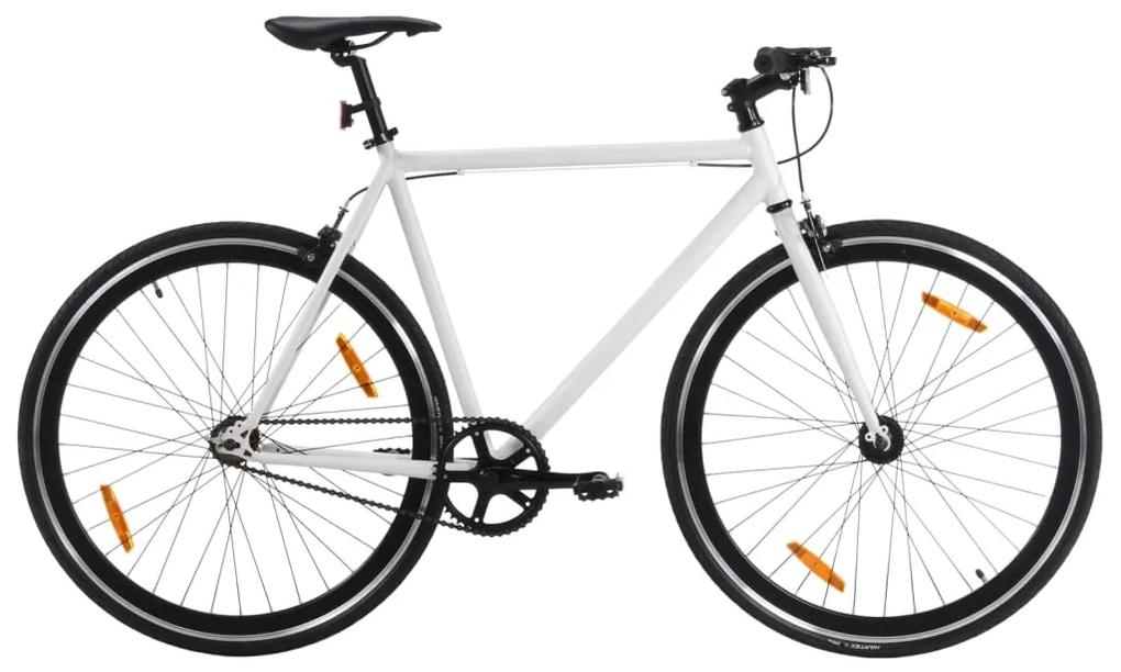 Bicicleta de mudanças fixas 700c 51 cm branco e preto