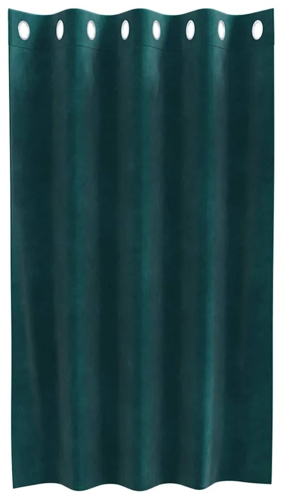 Cortinas Blackout vidaXL com Ilhós 2 pcs Verde Escuro Veludo