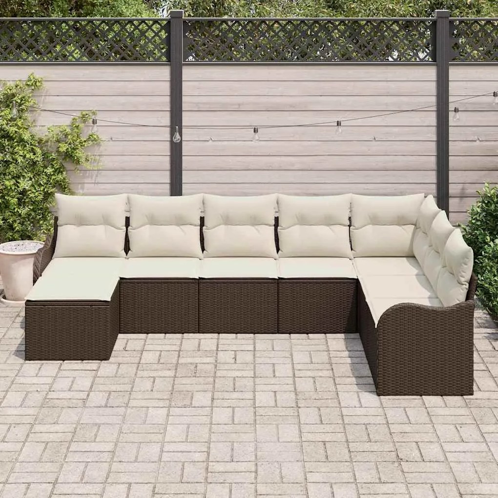 Conjunto de Sofá de Jardim vidaXL com 8 Peças e Almofadas em Ratan Pol