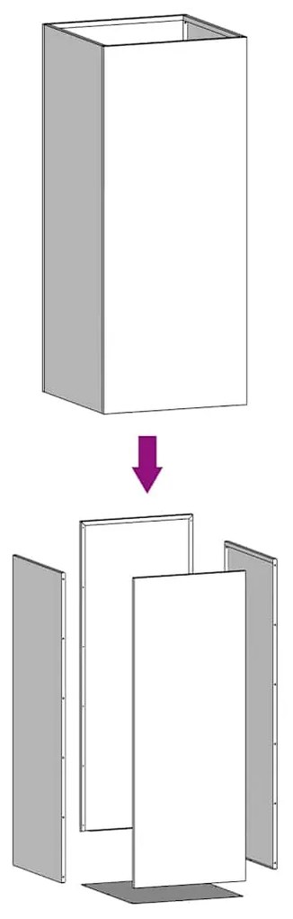 Vaso/floreira 52x48x75 cm aço galvanizado prateado