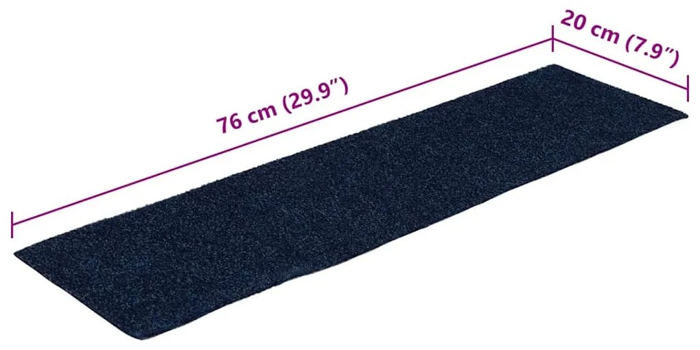 Tapetes de escada adesivos 30 pcs 76x20 cm retangular azul