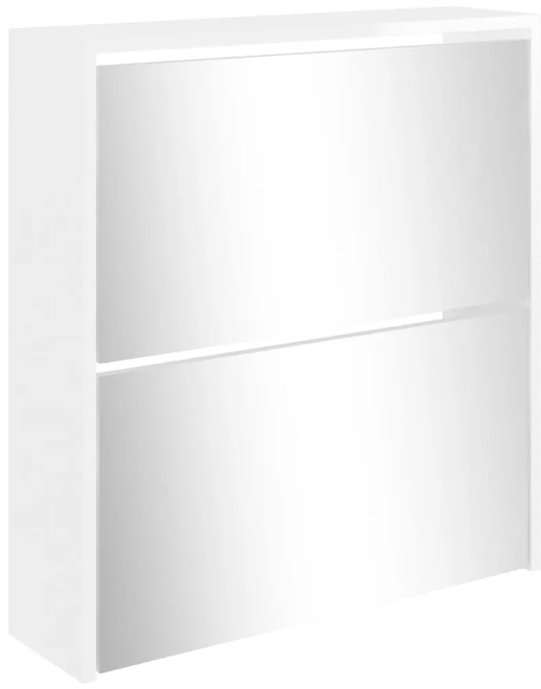 Sapateira c/ espelho 2 divisórias 63x17x67 cm branco brilhante