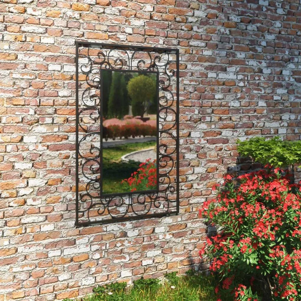 Espelho de parede para jardim retangular 50x80 cm preto