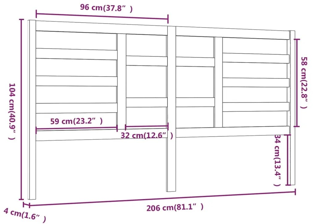 Cabeceira de cama 206x4x104 cm pinho maciço branco